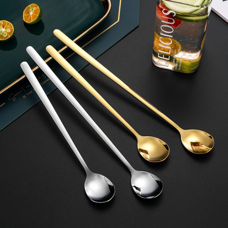 304 cuchara de acero inoxidable mango largo cuchara de hielo coreana barra barra barra barra de licor creativa postre cuchara de hielo cuchara de café