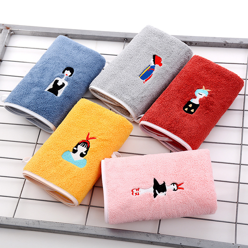 Wholesale hand gift towel set beauty salon coral fleece embroidery quick-drying absorbent household face towel a generation of hair