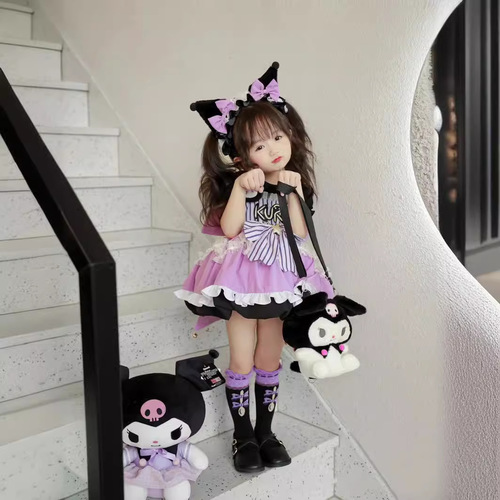 Children's Lolita Princess Dress Summer New Thin Cartoon Girl Lolita Puff Dress Koromi Belts Dress