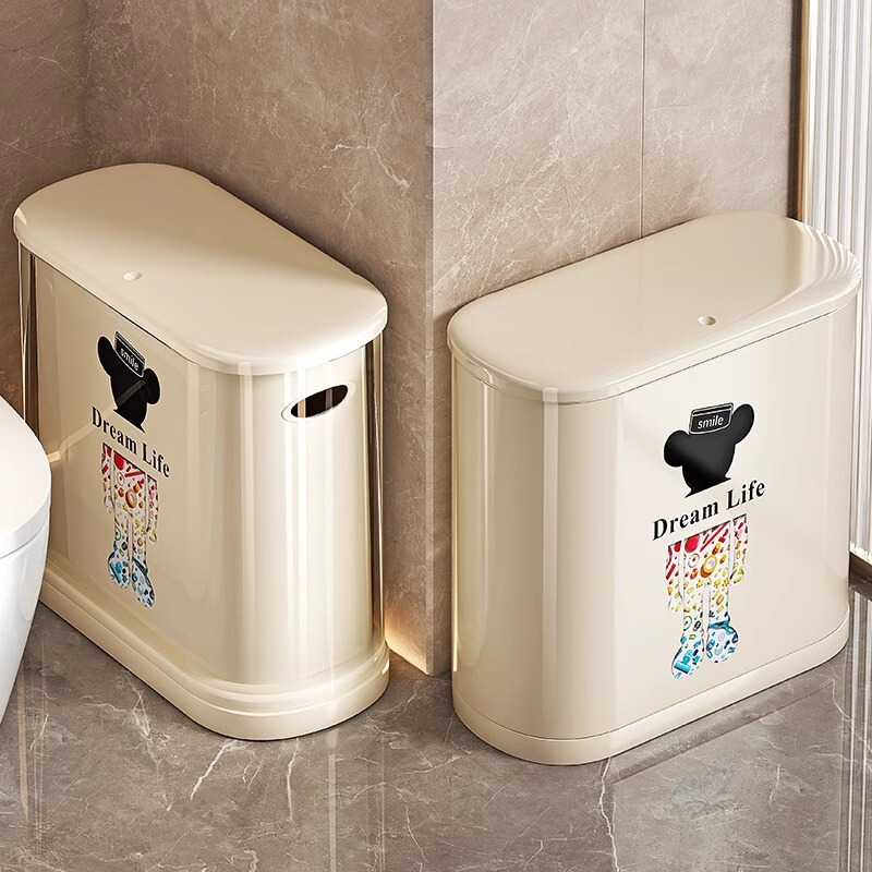 Trash Can Home 2025 New Toilet Bathroom Gap with Lid Kitchen Living Room High Color Value Large Capacity