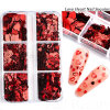 Red nail sequins for manicure for St. Valentine's Day for nails, suitable for import, new collection, 6 cells, wholesale