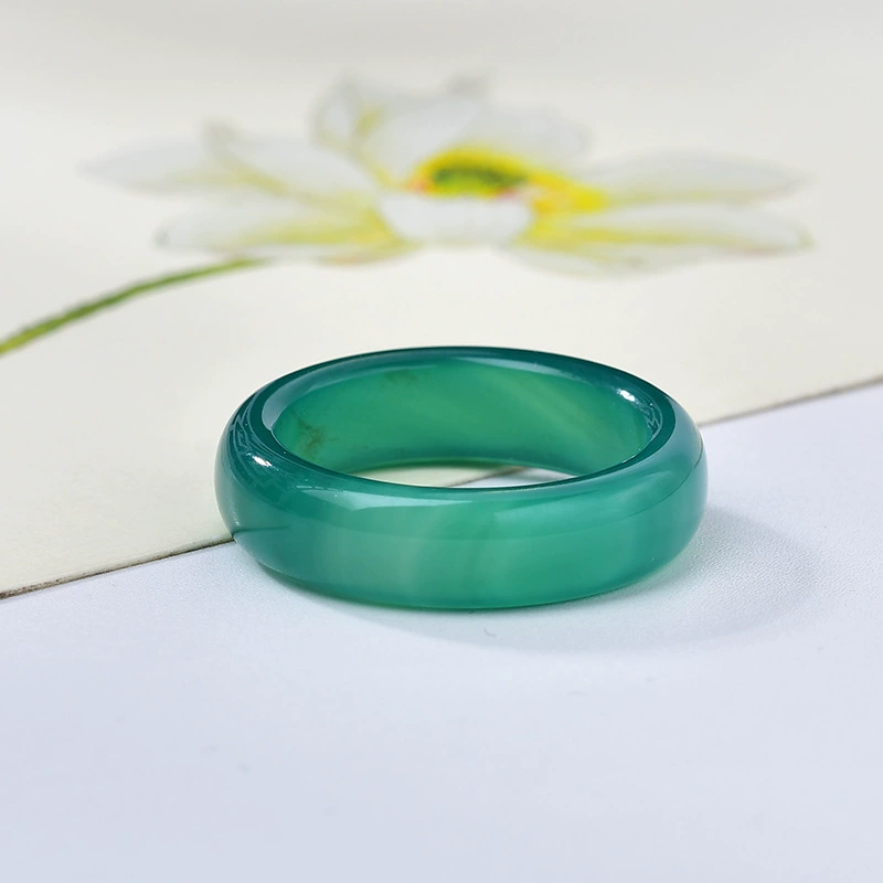 Agate Ring, organic agate with white-jade ice effect, sizes 15–18 (random color)