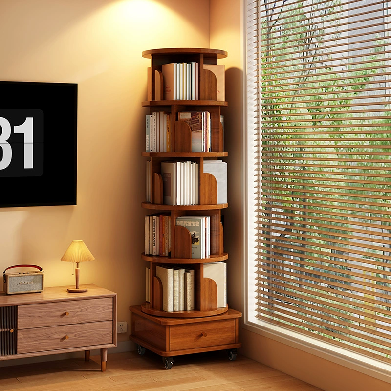 Вращающаяся многоярусная книжная полка на 360 градусов, напольный шкаф для хранения, простая стеллажная система для гостиной, студенческой комнаты, для иллюстрированных книг