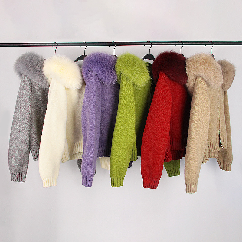 Women's Clothing Spring Jacket Women Zipper Real Fox Fur Collar Hooded Cardigan Tops Jacket Women High end Spring and Autumn_ipsvogv.com