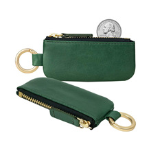 欧美亚马逊真皮拉链耳机零钱收纳袋 创意五金扣迷你腰包零钱包