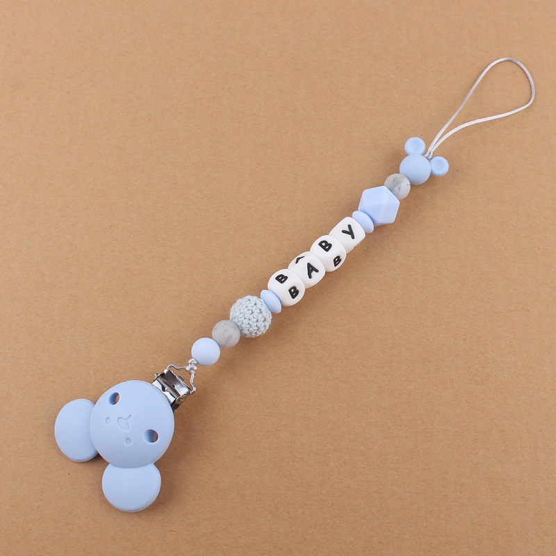 Nuevo bebé suministros animal de dibujos animados de silicona chupete clip calmante bebé DIY mordedura chupete cadena anti-gota