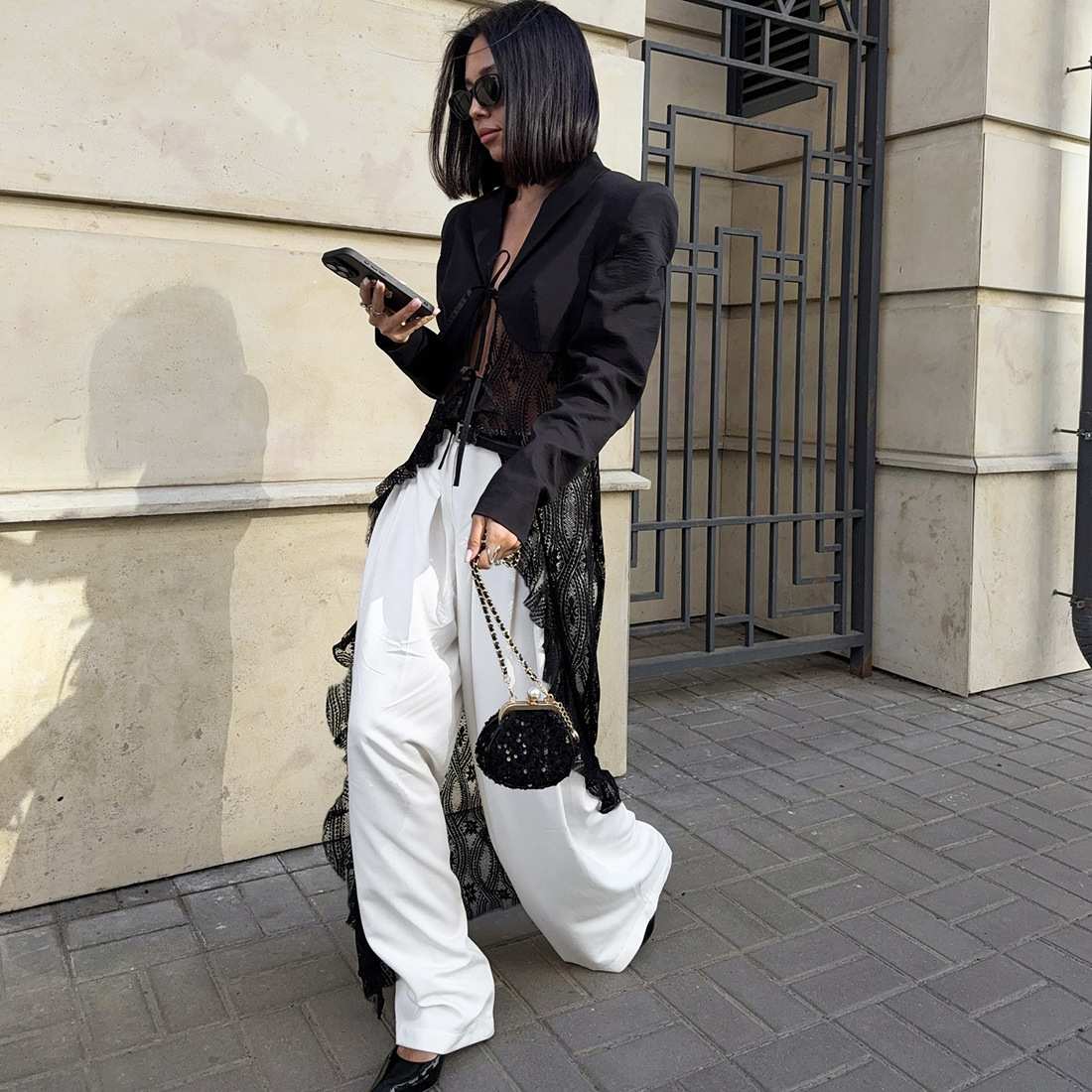 2025 Autumn Winter New Women's Fashion Trendy Street Style Lace Patchwork Cardigan Blazer_ecoleips.com