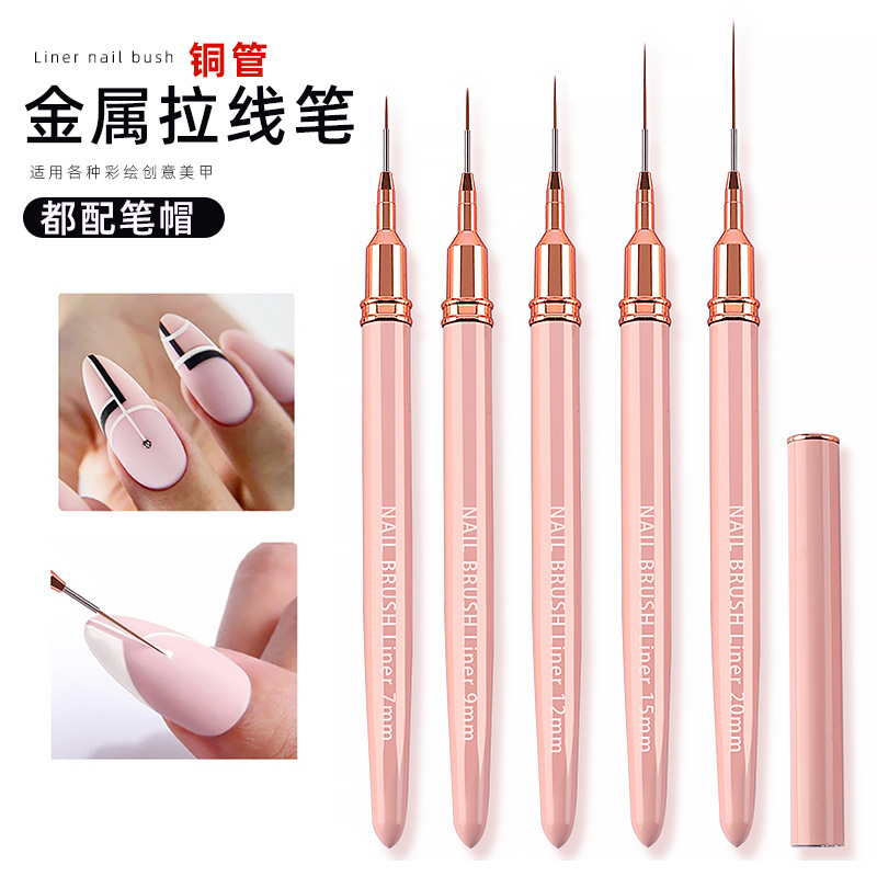 Tubo de aguja personalizado traje de pluma de dibujo de uñas Rosa varilla de metal muy fino bjd pluma facial hecha a mano pluma de dibujo al por mayor