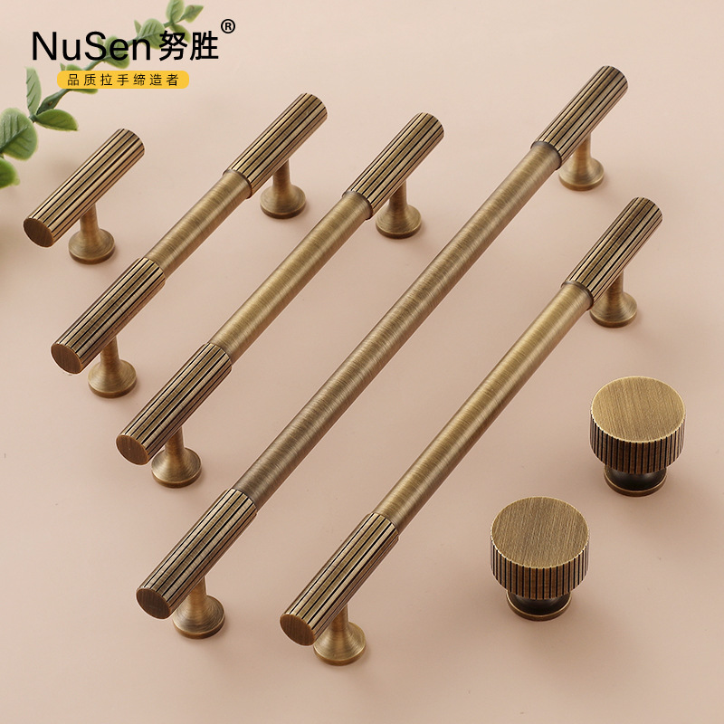 復古黃銅衣櫃拉手美式法式中古風黃古銅抽屜純銅鞋柜子櫥櫃門把手