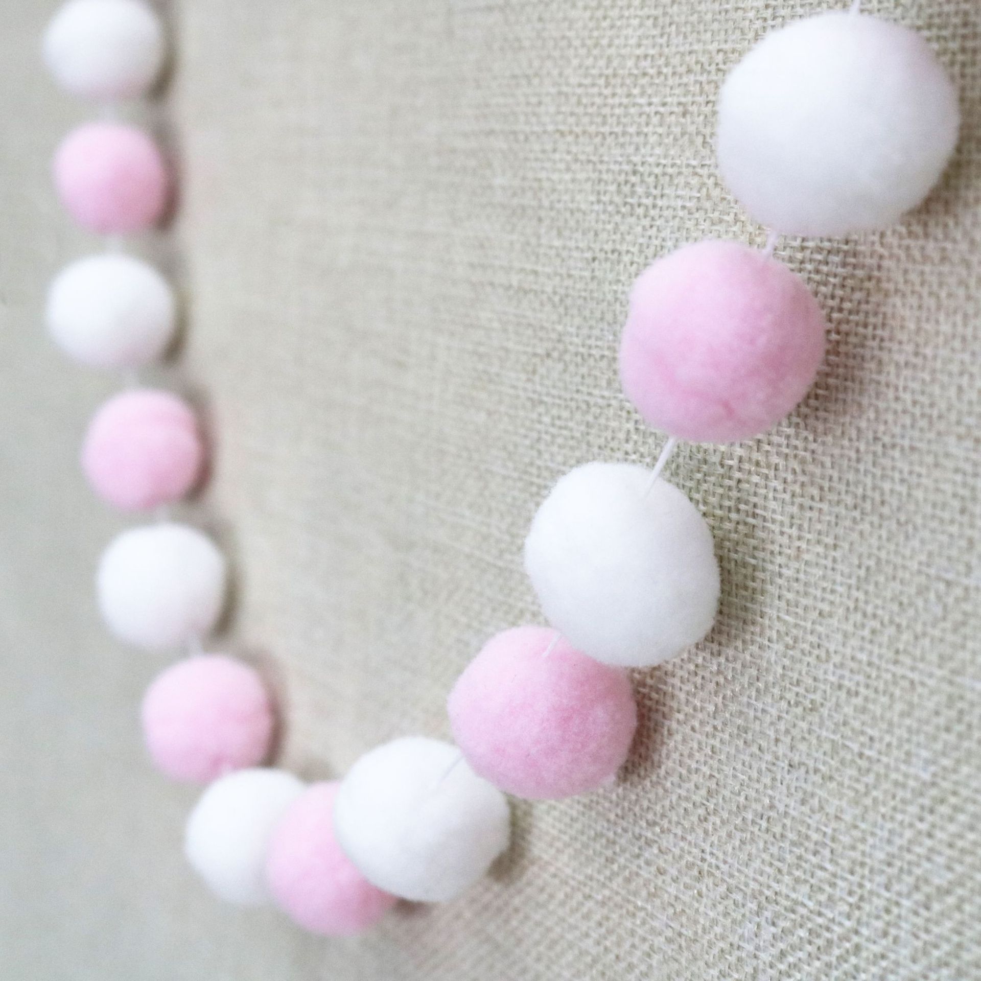 ins decoration Nordic style home soft decoration photo children's room girl's room decoration macaron color pom pom string hanging ornament 