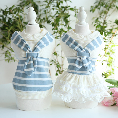 Petstyle Spring and Summer New Style Scarf Striped Couple Clothes Cat Dress Dog Pet Clothes