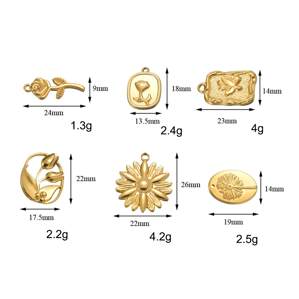 29g Weight 10 PCS/Package Stainless Steel Rose Flower Butterfly Pendant