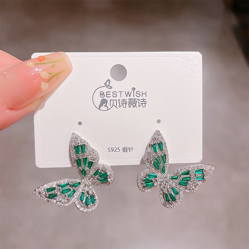 1 Pair Ig Style Shiny Butterfly Plating Inlay Copper Zircon Ear Studs display picture 3