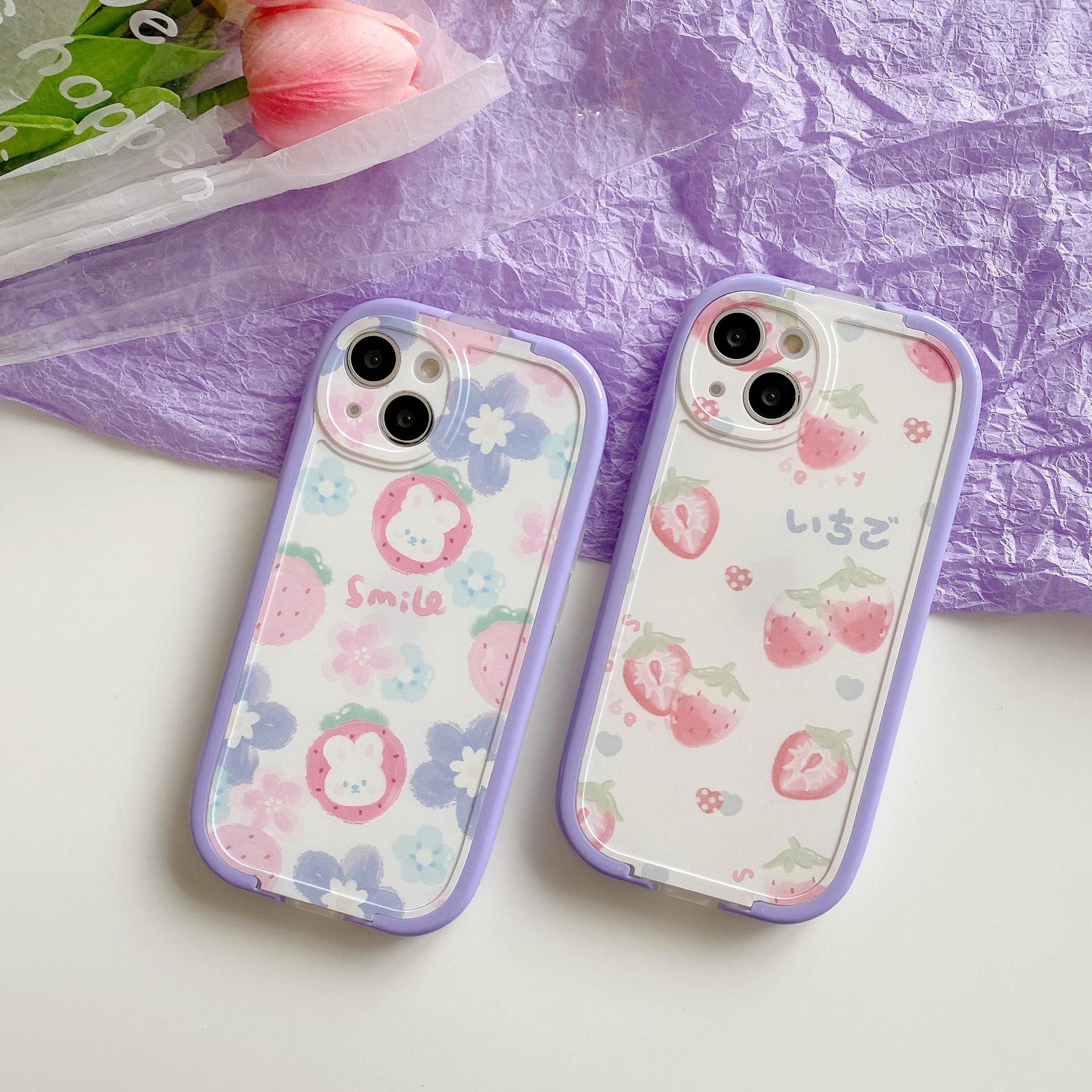 Apple 14 Telefon Blume XSMax Kaninchen Erdbeere 12 Stand iPhone 13 Pro Soft Case 11 Geeignet_voghion.com