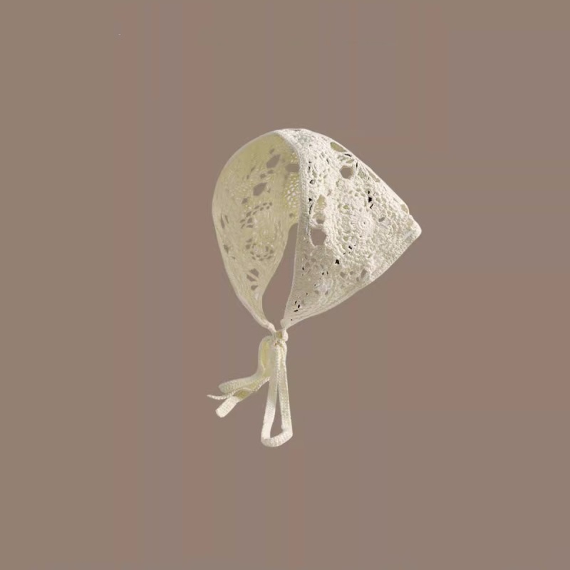 La primavera y el otoño de estilo coreano de moda de punto de ganchillo triángulo hueco bufanda femenina dulce linda chica estilo flor pañuelo de pelo banda de moda