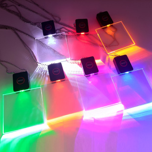 Custom LED rechargeable luminous tag lanyard acrylic electronic card flashing props bar ktv work tag badge