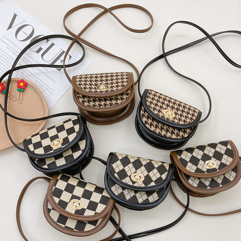 Nuevo bolso para niños estilo coreano houndstooth mini hombro mensajero bolsa padre-hijo monedero estilo occidental lápiz labial bolso de mujer