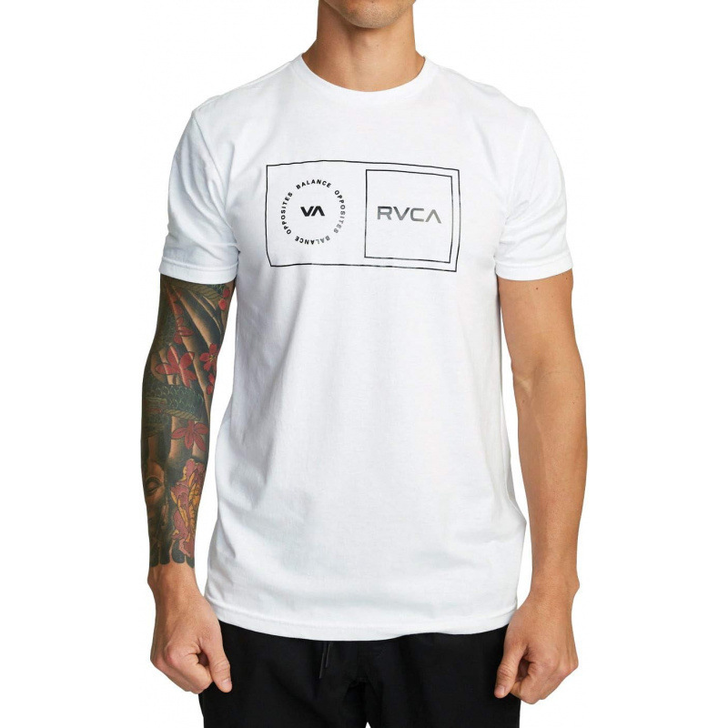 Cross-Border Short-Sleeved Men's T-Shirt Pure Cotton Rvca Mens Sport Balance Box Short Sleeve Cr