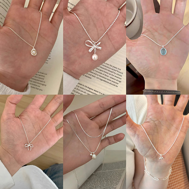 复古巴洛克珍珠项链女设计感小众吊坠双层叠戴锁骨链颈链配饰