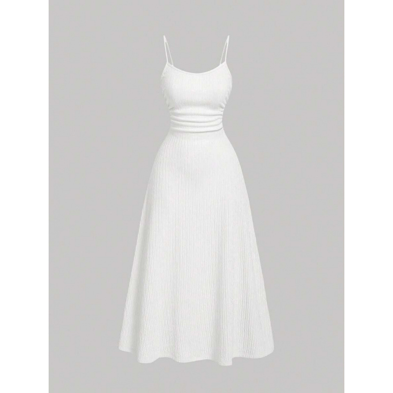 2025 comercio exterior mujeres vestidos 1pc damas romántico pliegue ajustable correa de hombro delgada vestido
