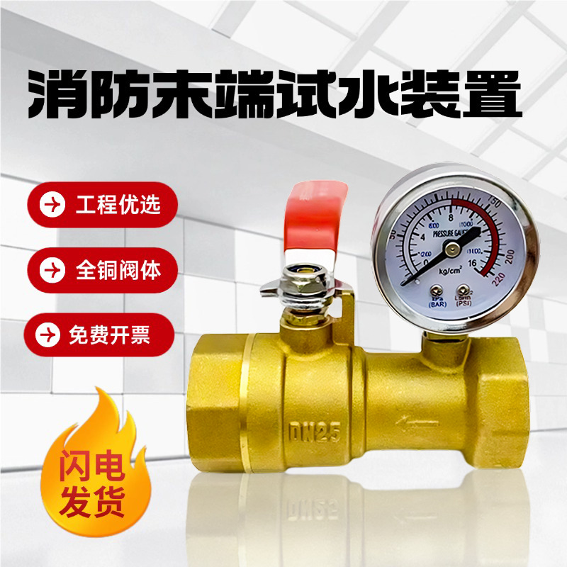 消防末端试水装置DN25水阀试压压力表自动水管喷淋管道测压装置