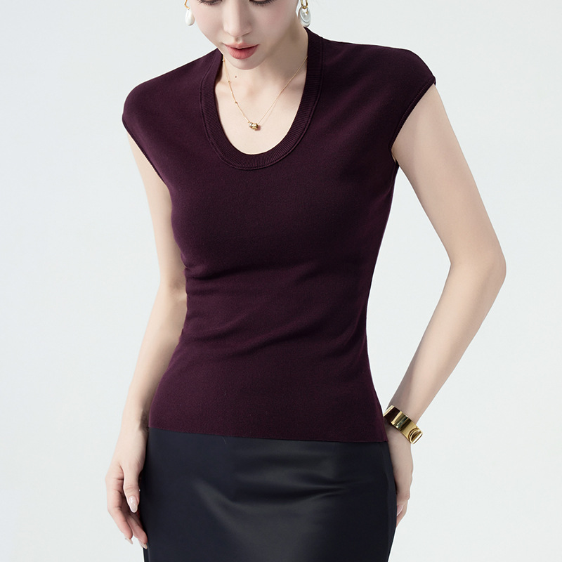 High-Quality Tencel Fashion Off-Shoulder Waist-Cinching Slim-Fit T-Shirt Pullover Women's Summer Top 2