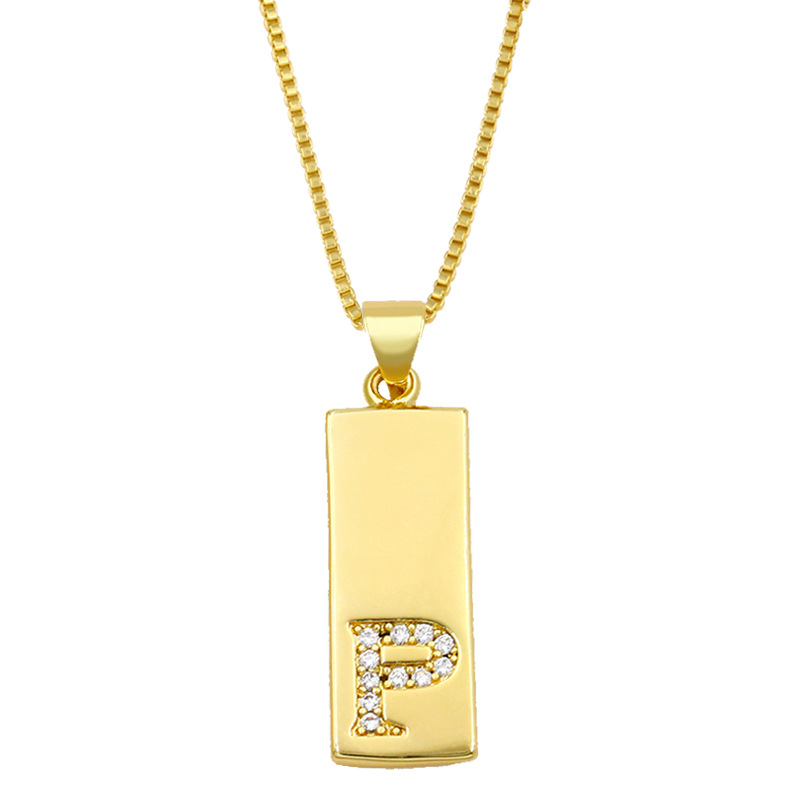 Simple Rectangle 26 Letter Necklace display picture 8