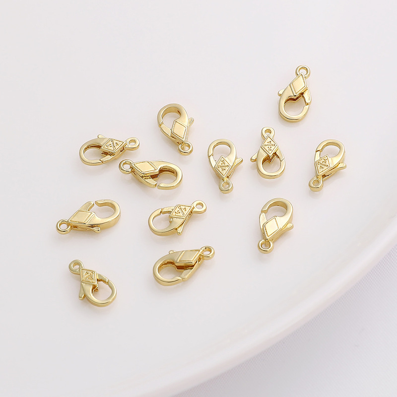 Color-Preserving 14K Diamond-Shaped Lobster Clasp Bracelet Necklace Connection Hanging Buckle DIY Jewelry Accessories Production Materials