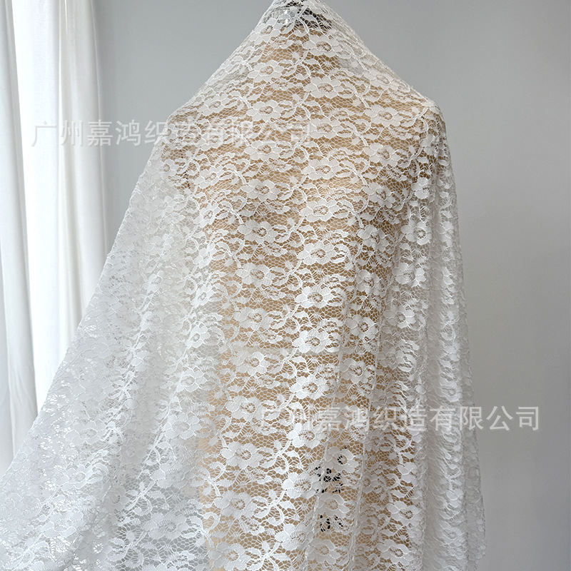 Tejido de encaje elástico de poliamonio, tejido de encaje tridimensional para hacer falda, vestido, tela de base suave y cómoda