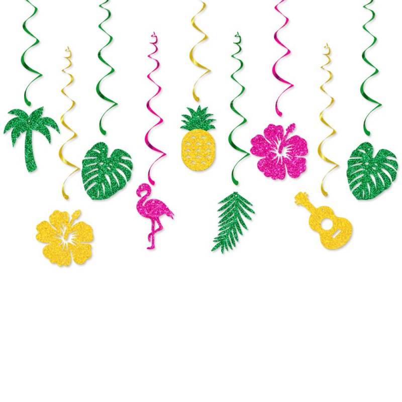 Europa y Estados Unidos transfronterizos Hawaian decoración de la bandera espiral verano flamenco espiral colgante Aloha bandera