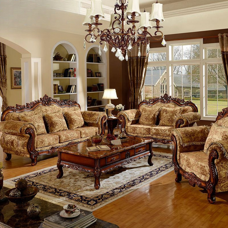 欧式沙发123组合客厅实木美式乡村高档布艺沙发大小户型豪华家具