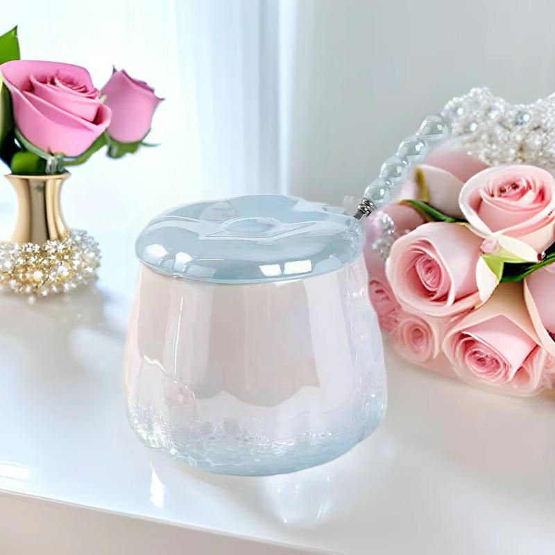 파란색 10개 진주 손잡이 스푼 10개 뚜껑