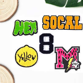 大号毛巾绣刺绣工厂字母补丁刺绣贴布贴补丁布贴图案遮盖大刺绣贴