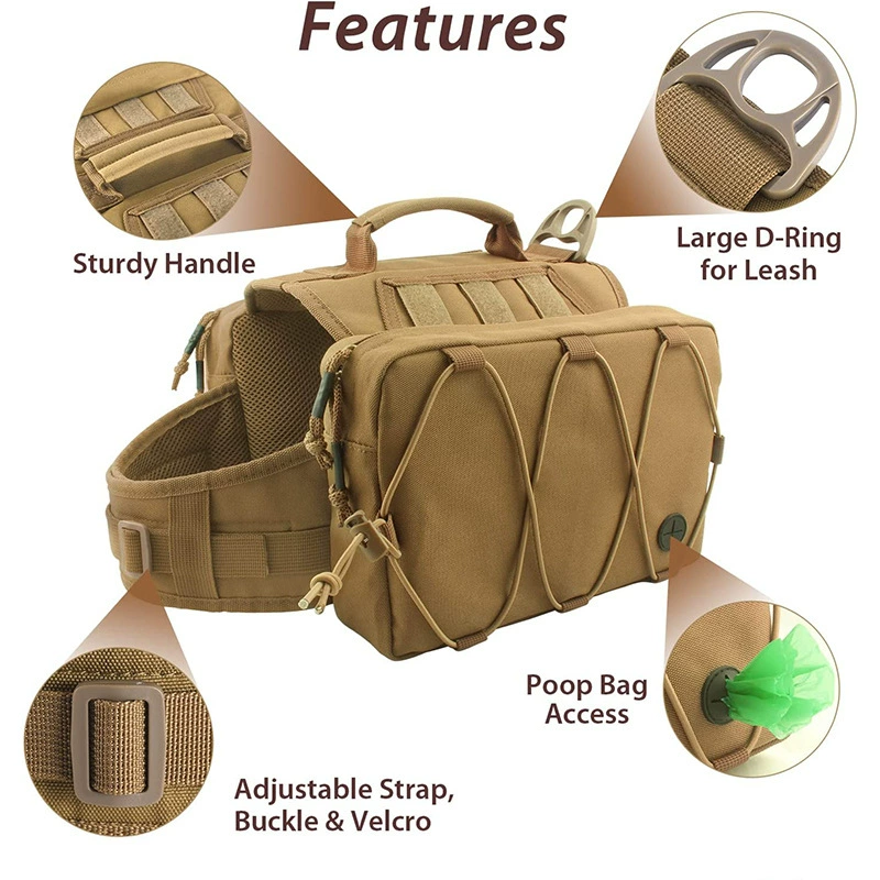 Фабрика BSCI седло для собак Сумка рюкзак нагрудный ремень туристическое снаряжение с боковой сумкой, можно разместить принадлежности и аксессуары