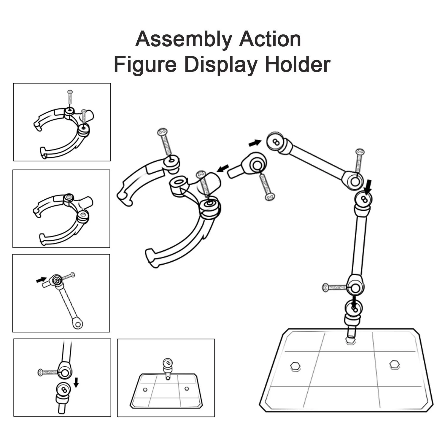 Figure Display Stand (Handlesoul) SHF-Compatible Adjustable Support, Clear Base, Holds ~320 g