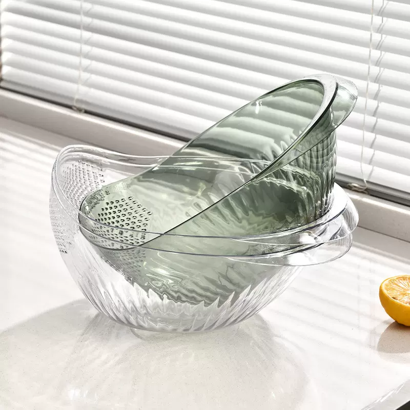 家用厨房多功能透明洗米筛淘米箩淘米神器洗菜篮沥水篮水果盆批发