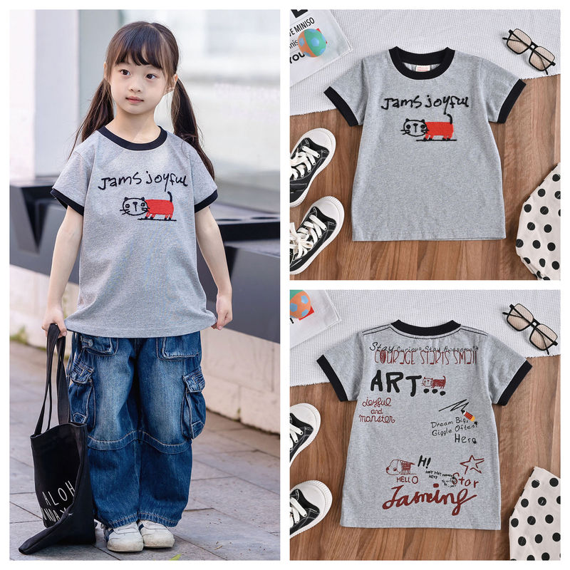 Summer New Style Cartoon Retro Trendy T-Shirt for Boys and Girls Washed Cotton Nostalgic Style Japanese Short-Sleeved Tops Summer New Style Cartoon Retro Trendy T-Shirt for Boys and Girls Washed Cotton Nostalgic Style Japanese Short-Sleeved Tops
