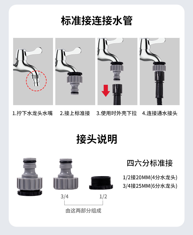 Advanced Telescopic Hose Set, High-Pressure Triple Telescopic Hose, Car Wash Water Gun Set, Watering Flowers, Watering Vegetables, Washing the Yard
