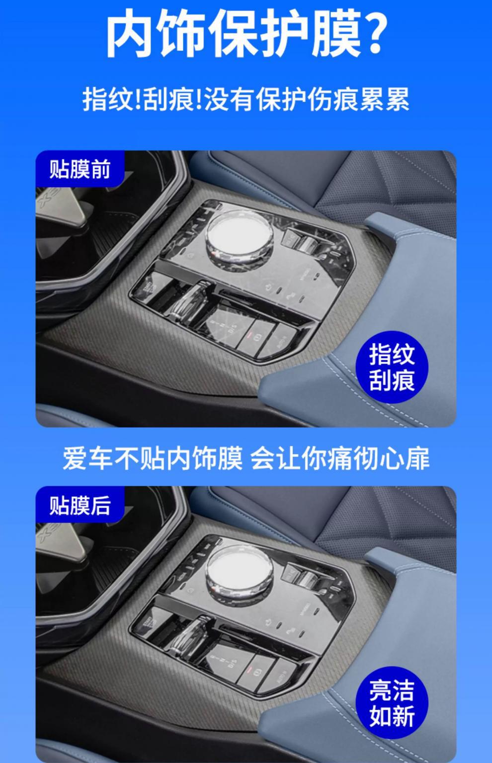 25 Bmw X3 Center Console Gear Film Interior Modification Special Paint Car Mask Protective Film Transparent-Tpu