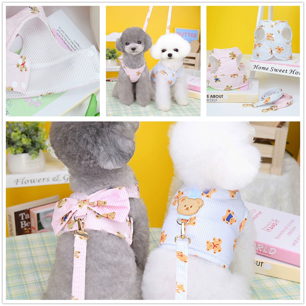 Производители одежды для домашних животных оптом одежда для щенков Весна и Лето Одежда для домашних животных Тедди Грудь назад 23 пары нагрудный ремень веревка