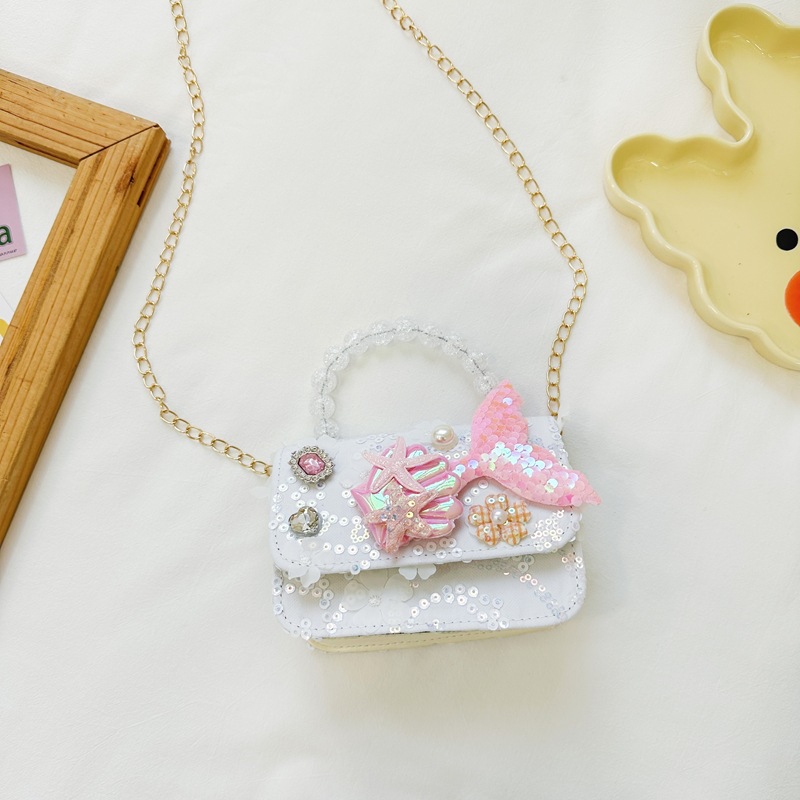 Mermaid Pearl bolso de moda lindos bolsos de encaje frescos princesa tesoro de mujer para salir a jugar con bolsos de tramo inclinados
