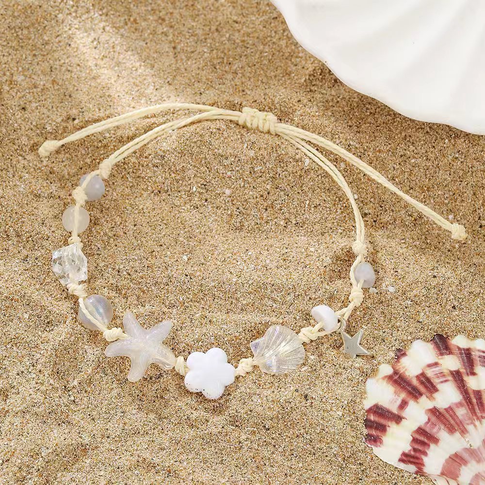 Bohemian Starfish And Shell Bead Bracelet For Women's Summer Beach_voghion.com