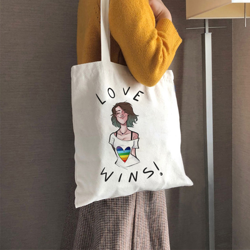 Women's Large Canvas Letter Rainbow Basic Classic Style Open Canvas Bag display picture 6