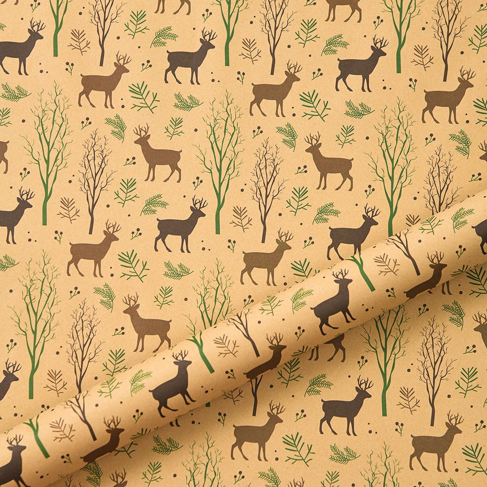 Amazon nuevo papel kraft retro caja de regalo de Navidad letras Papá Noel regalo papel de regalo al por mayor