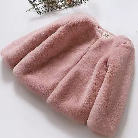 儿童皮草外套女童仿獭兔毛加厚棉衣男女宝宝毛绒保暖外穿防寒棉袄