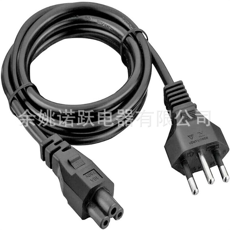 Kit with 2 Cables Triple Power 3 Pin Type Laptop Tv