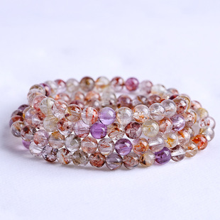 Natural Extremely Brilliant Ghost Glue Crystal Bracelet 108 Beads One Figure Beaded Women Men's Bracelet