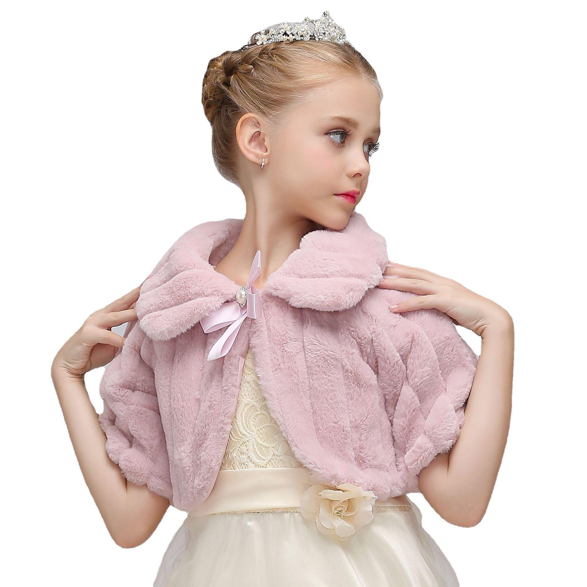 Europeo y americano flor dosel cabo de los niños Otoño e Invierno chal niña princesa vestido con niños