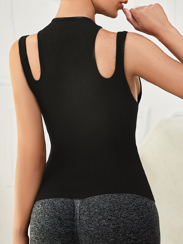 European SHEIN New tight-fitting thread knitted four-sided elastic sports hygroscopic quick-drying and sweat-wicking yoga vest