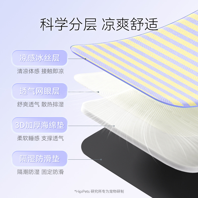 Perro verano peluche perro pequeño dibujos animados rayas de seda de hielo cojín cojín para dormir fresco gato perrera para mascotas